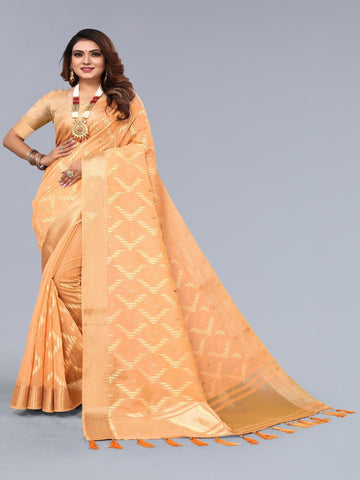 Ethnic Motifs Zari Woven Design Banarasi Saree